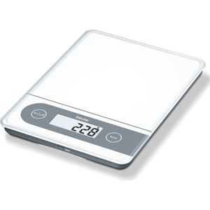 Beurer KS 59 Digitale keukenweegschaal - XXL - Tot 20 kg - Glas - Tarra - Geheugenfunctie - XL display - Incl. batterijen - 5 Jaar garantie - Wit