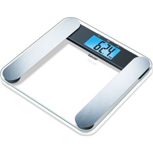 Beurer BF 220 Personenweegschaal - Lichaamsanalyse - XL blauw verlicht display – Digitaal - Tot 180 kg – 32 x 32 cm – Glas – 10 Gebruikers – Incl. batterijen – 5 Jaar garantie - Wit