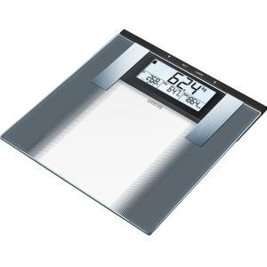 Sanitas SBG 21 Diagnoseweegschaal, (Voor het meten van gewicht, lichaamsvet, lichaamswater en spieraandeel, botmassa, caloriebehoefte), Grijs/Glas