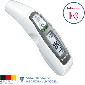 Beurer FT 65 Infraroodthermometer – Voorhoofd-, Oor- & Objectmeting – Digitale Koortsthermometer – LED Koortsindicator – 10 Geheugenplaatsen – Meting in Seconden – Groot Display – Medisch Gecertificeerd – Incl. Batterijen – Wit