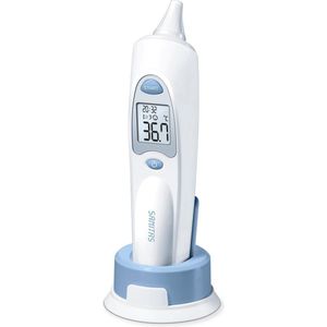 Sanitas SFT 53 Thermometer lichaam - Digitale koortsthermometer - Infrarood - Objecttemperatuur - Kamertemperatuur - Incl. 10 berschermkappen - Gebruik Smiley symbolen - 10 Geheugenplaatsen - Incl. batterijen en opbergbox - 2 Jaar garantie