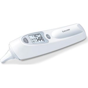 Beurer FT 58 Thermometer oor - Koortsthermometer - Object thermometer - Digitaal - Infrarood - 10 Verwisselbare beschermkappen - Smiley symbolen - 10 Geheugenplaatsen - Medisch gecertificeerd - Incl. batterijen - 5 jaar garantie - Wit