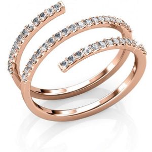 Spiraalring - Oostenrijks Kristal - Messing - 18k Rose Gold Plated - 51 Stenen