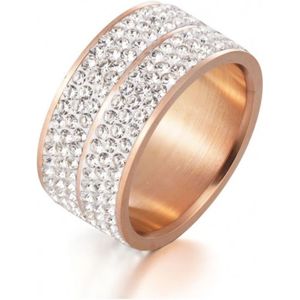 Elodie - Ring - Boheems Kristal - 18k Rose Gold Plated - Roestvrij Staal