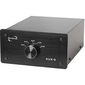Dynavox AUX-S omvormer voor stereo en surround versterkers van metaal met 5 RCA-ingangen, zwart