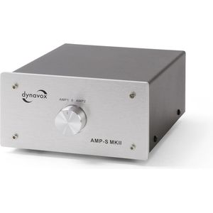 Dynavox AMP-S MKII Metalen versterker- en luidsprekerschakelaar voor stereo en surround versterker, aansluiting via banaanstekker of terminal, zilverkleurig