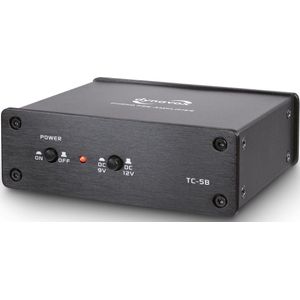 Dynavox TC-5B Phono-voorversterker, compacte metalen behuizing, voor platenspeler met MM-scansystemen, optionele batterijvoeding, zwart