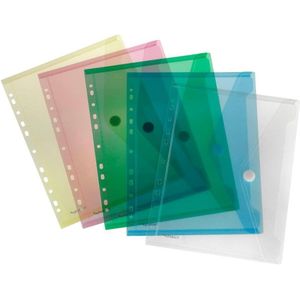 10 x Foldersys Dokumentenmappe A4 PP mit Lochrand Klettverschluss farb