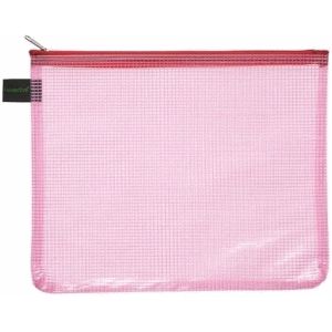 Reißverschlussbeutel FolderSys, A5, Stärke 0,20 mm, B 254 x H 200 mm, PVC-freie Folie, rot-transparent