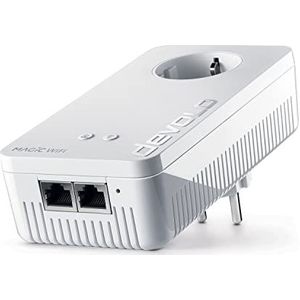 Devolo Magic 1 Wifi: Sterke Powerline Adapter Met Wlan-Functie, Tot 1200 Mbit/S Wifi Ac, 2X Fast Ethernet Lan-Aansluiting, Geïntegreerde Stopcontact, Mesh Wifi, Access Point, Wit