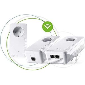 devolo 8711 Magic 1-1200 Wifi AC Gaming Kit dLAN 2.0: Ideaal voor gaming, 3 Powerline-adapters voor betrouwbare WLAN AC eenvoudig via stroomkabel door muren en plafond, wit