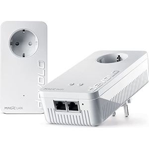 devolo 8823 Magic 2 WiFi 6 Starter Kit, WiFi powerline adapter - tot 2.400 Mbps, mesh WiFi-aansluiting, 2X Gigabit LAN, access point, dLAN 2.0, wit