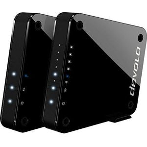 Devolo GigaGate, Wifi-Bridge (2 Gbit/s, 1 x Gigabit-poort, 4 x Fast Ethernet-poorten, verbinding in de 5 GHz-band, extreme multimedia-ervaring, AES-codering), zwart