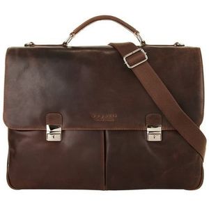 bugatti Leren Afzonderlijke gevallen Laptoptas met laptopvak Romano Briefcase Brown Donkerbruin