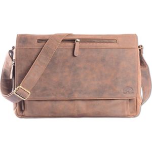 WILD WOODS Leren Laptop Messenger Bag Unisex Schoudertas – 15,6 inch Laptoptas – Buffelleer - Vintage Bruin