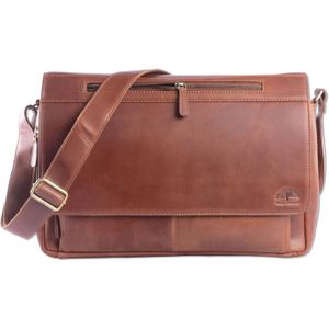 WILD WOODS Leren Laptop Messenger Bag Unisex Schoudertas – 15,6 inch Laptoptas – Oil Pull-up Leer - Cognac