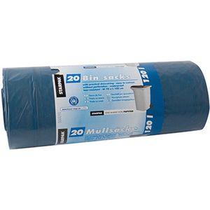 20x stuks afvalzakken/vuilniszakken - 120 liter - blauw - containerzakken - Vuilniszakken