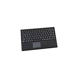 KeySonic USB-toetsenbord met touchpad, USB-kabel (2 m), compacte lay-out, geïntegreerd numeriek toetsenblok, SoftSkin, zwart