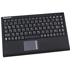 KeySonic USB-toetsenbord met touchpad, USB-kabel (2 m), compacte lay-out, geïntegreerd nummerveld, SoftSkin, zwart