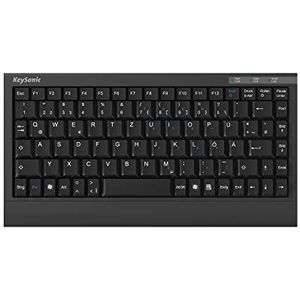 KeySonic ACK-595C + (Duits) kabelgebonden toetsenbord (Combo USB/PS/2) in mini-lay-out, geïntegreerd digitaal veld, SoftSkin (zwart)