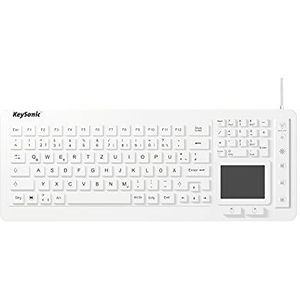 KeySonic KSK-6231 INEL (DE) Industrieel toetsenbord, USB-kabelgebonden met touchpad, waterdicht, stofdicht (IP68), siliconen, wit