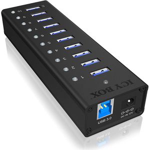 ICY BOX IB-AC6110 USB 3.2 Gen 1 (3.1 Gen 1) USB-hub Micro-B 5000 Mbit/s, zwart