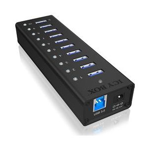 Raidsonic ICY BOX - 10-Port USB 3.0 Hub - Zwart - Aluminium