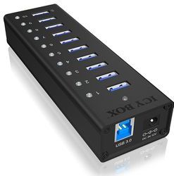 Raidsonic ICY BOX - 10-Port USB 3.0 Hub - Zwart - Aluminium