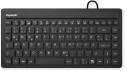 KeySonic KSK-3230IN (DE) Water-/stofdicht mini-toetsenbord (USB-kabelgebonden) van siliconen met 12 functietoetsen (zwart)