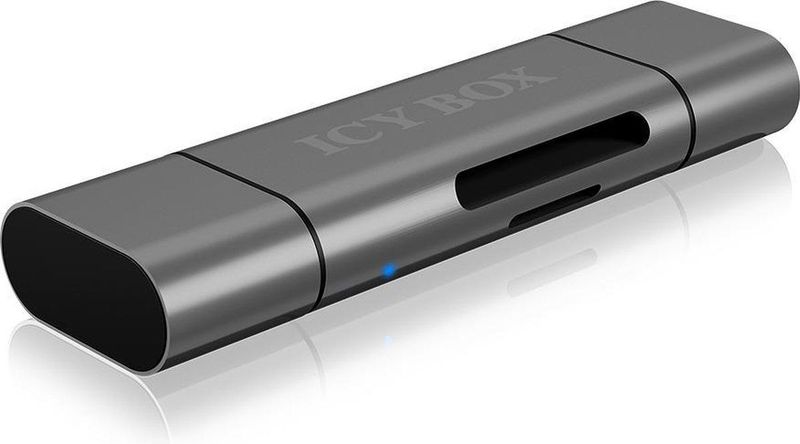 ICY BOX Externe geheugenkaartlezer USB-C, USB 3.2 Gen 1 (USB 3.0), Micro-USB 2.0 Antraciet