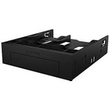 ICY BOX IB-5251 Drievoudig montageframe voor 2 x 2,5 inch HDD/SSD en 1 x 3,5 inch HDD in 1 x 5,25 inch bay, zonder schroeven, anti-vibratie, voorruit