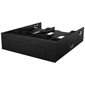 ICY BOX IB-5251 Drievoudig montageframe voor 2 x 2,5 inch HDD/SSD en 1 x 3,5 inch HDD in 1 x 5,25 inch bay, zonder schroeven, anti-vibratie, voorruit