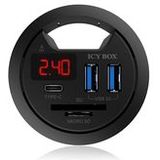 Icy Box Kaartlezer Combo USB-hub - USB 3.0 - Zwart