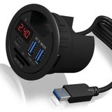 Icy Box Kaartlezer Combo USB-hub - USB 3.0 - Zwart