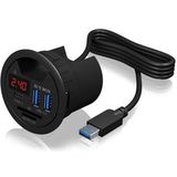 Icy Box Kaartlezer Combo USB-hub - USB 3.0 - Zwart