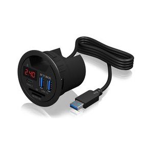 Icy Box Kaartlezer Combo USB-hub - USB 3.0 - Zwart