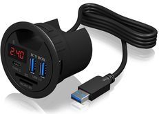Icy Box Kaartlezer Combo USB-hub - USB 3.0 - Zwart