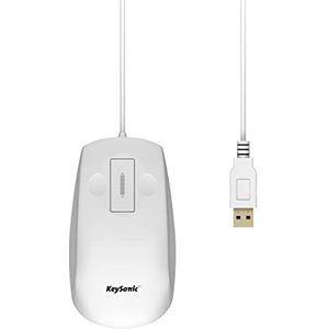 Keysonic KSM-3020M-W siliconen muis, waterdicht, scrolltoetsen, beschermingsklasse IP68, USB-kabel (1,8 m), wit