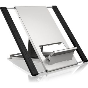 Icy Box Standaard voor laptops en tablets, Notebookstandaard, Zilver, Zwart