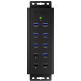 ICY BOX IB-HUB1703-QC3 USB 3.2 Gen 1 (3.1 Gen 1) Type-B 5000 Mbit/s Zwart