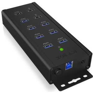 ICY BOX IB-HUB1703-QC3 USB 3.2 Gen 1 (3.1 Gen 1) Type-B 5000 Mbit/s Zwart