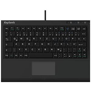 KeySonic Extra mini toetsenbord met touchpad, USB-kabel (2 m), volledige toetsenomtrek, SoftSkin, zwart