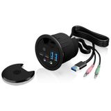 Icy Box - IB-HUB1403B - 4-poorts USB 3.0 Hub - Zwart - Voor 60 mm Montagetafel