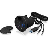 Icy Box - IB-HUB1403B - 4-poorts USB 3.0 Hub - Zwart - Voor 60 mm Montagetafel