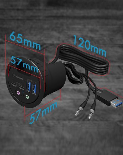 Icy Box - IB-HUB1403B - 4-poorts USB 3.0 Hub - Zwart - Voor 60 mm Montagetafel
