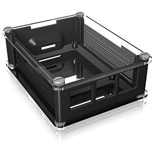 ICY BOX 60473 BOX Raspberry Pi Case voor Raspberry Pi 3 B+, transparant, 3 koelelementen, ventilatoropening, zwart