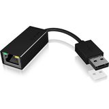 ICY BOX IB-AC509a. Zwart USB netwerkadapter USB 2.0 type-A naar RJ45