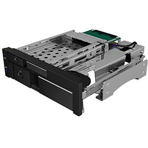 ICY BOX 2-weg wisselframe 1 x 6,5 inch en 1 x 3,5 inch voor 1 x 5, 25 sleuven, SATA III 6 Gbit/s, zonder riemen, aluminium, 60620