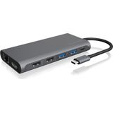 Icy Box IB-DK4050-CPD (USB C), Docking station + USB-hub, Zwart
