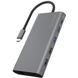 ICY BOX USB-C Docking Station (12-in-1) für 3 Monitore (2x HDMI & 1x DP), 4K 60HZ, 3-fach USB 3.0 HUB, 100W Power Delivery, Gigabit Ethernet, Kartenleser, Grau
